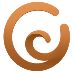 The Apps No Ads mark — a copper spiral with an open gap, after a Basenji's curled tail.