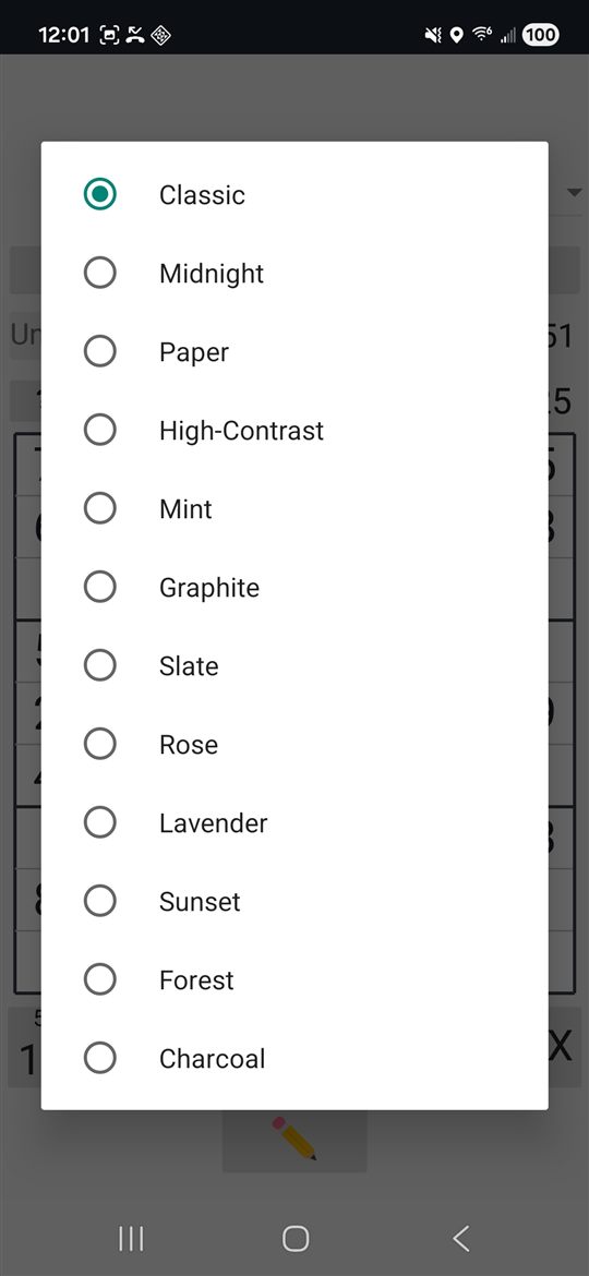 The Board picker open, listing all twelve board looks.