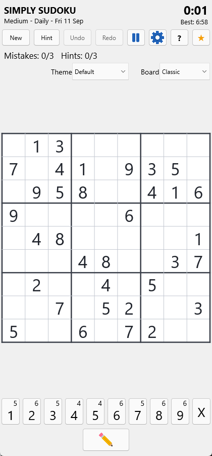 A daily puzzle in play — the mode line reads Medium - Daily - Fri 11 Sep.
