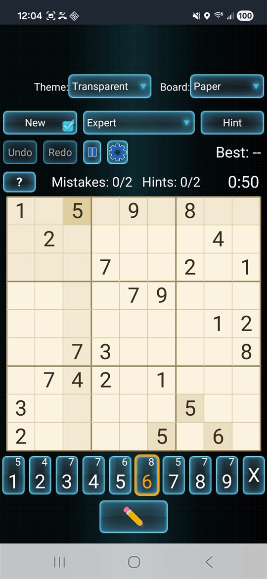 A Transparent app theme paired with the warm Paper board look.